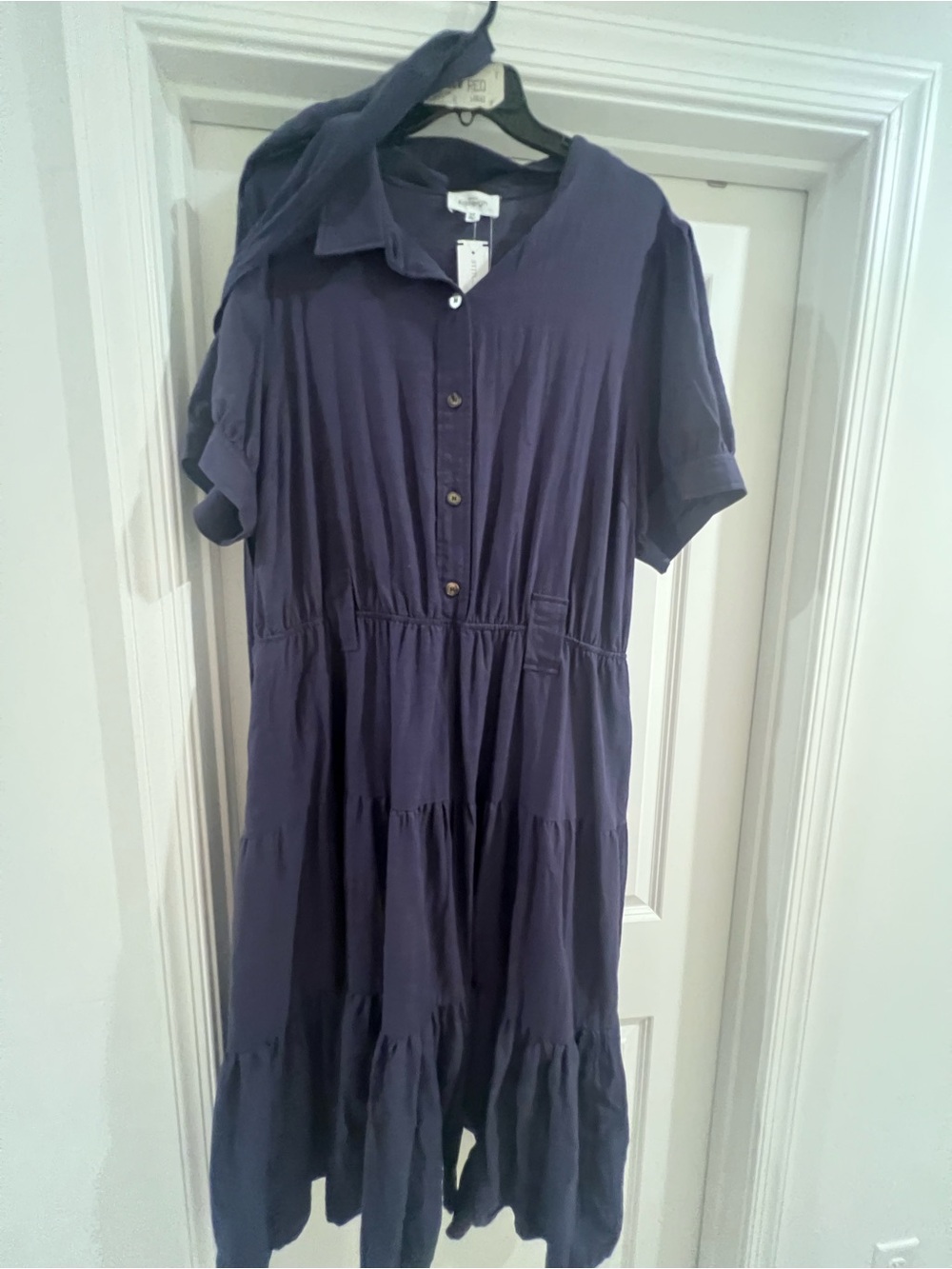 Kaileigh Navy Tiered Button-Front Maxi Dress